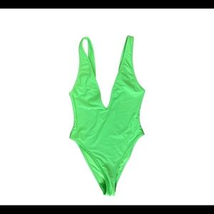 Lime green one piece bathing suit